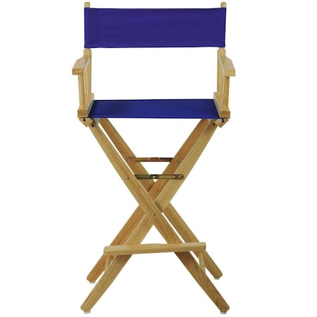 American Trail 206-30-032-13 30 in. Extra-Wide Premium Directors Chair, Natural Frame with Royal Blue Color Cover 206-30/032-13